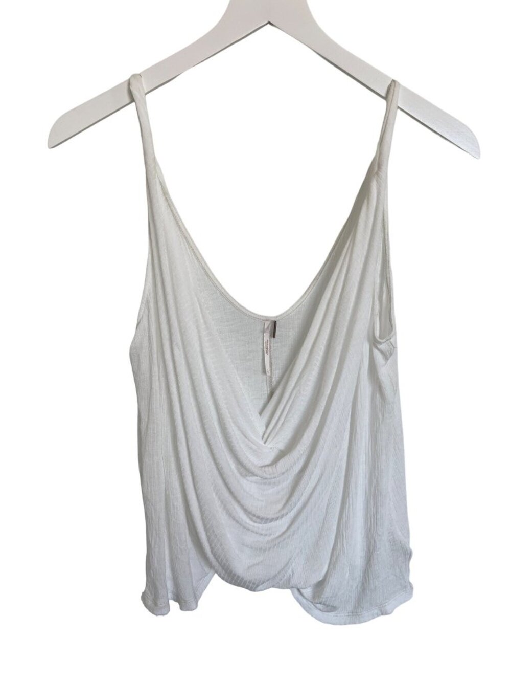 Free People Ivory Draped Tank Top With Ribbed Texture
